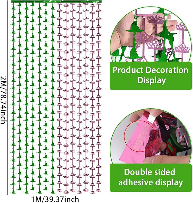 2 Pack Wicked Backdrop - 3.3 X 6.6 Ft Pink and Green Foil Fringe Curtains, Wicked Themed Party Decorations, Photo Booth Props, Witch Hat Tinsel Backdrop, Door Fringe, Wicked Birthday Party Supplies