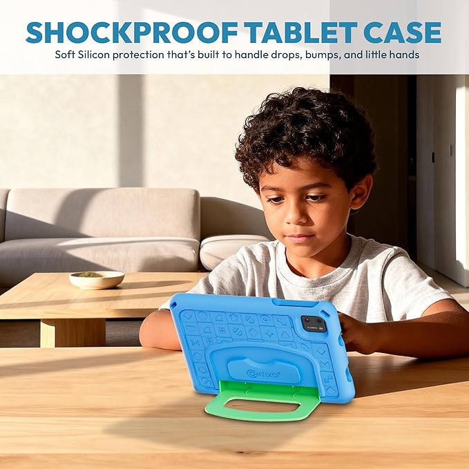Contixo A7 Kids Tablet with 14 Apps, Lingokids & Epic, 7" HD Screen, Android 15, Parental Controls, WiFi, 3+32GB Storage, al Tablet for Kids Ages 3-12, Boys & Girls Gift, Blue