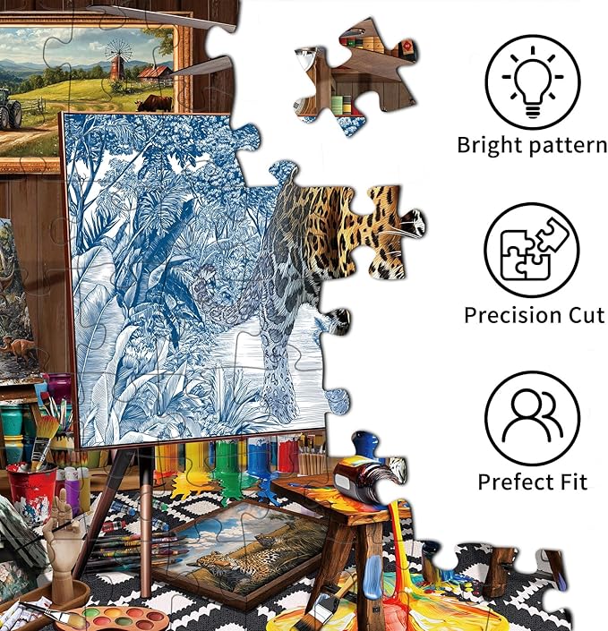 Mighty Leopard Jigsaw Puzzles for Adults 1000 Pieces, Interlock Perfectly Letter on Back No Dust, Home Decor Birthday Party Puzzle, 1:1 Poster Jigsaw Puzzles for Adults