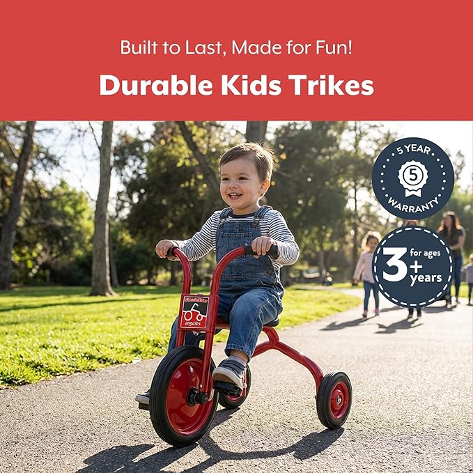 Angeles ClassicRider Kids Tricycle, Toddler Tricycle with Solid Airless Rubber Tires, Kids Bike for Preschools and Daycare, Ages 3+, 15.75" Tall Seat
