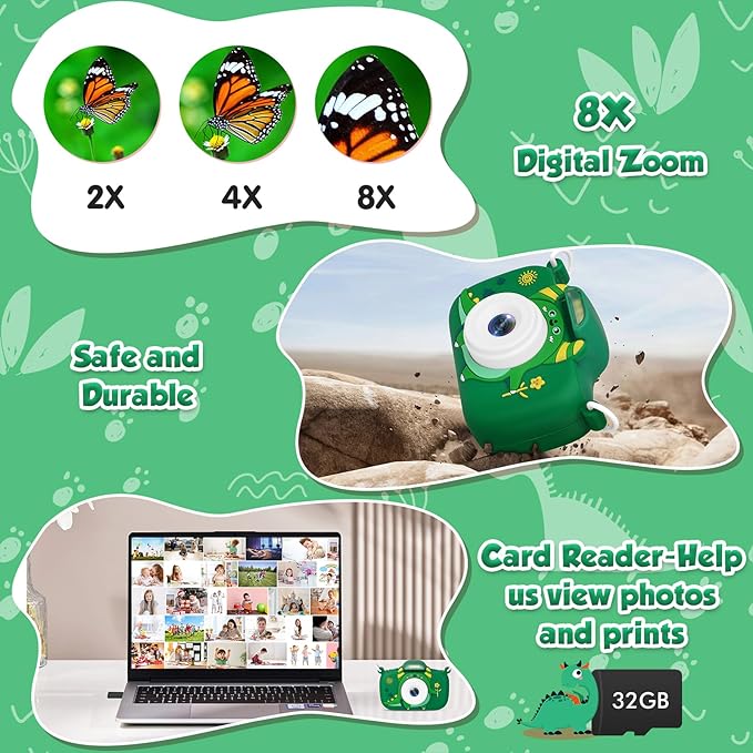 Kids Camera with Flashlight & 2.4in Screen, 1080P Dual Lens Toddler Camera - Christmas Birthday Gift for 3-12 Year Old Girls Boys, Kids Digital Camera with 32GB Card & Shockproof Case