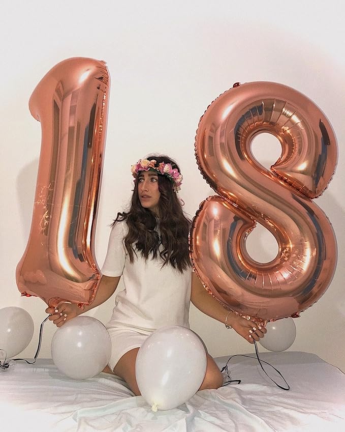 40 Inch Rose Gold Number 7 Balloon, Giant 7 Number Balloons for 7th Birthday Decorations, Party Supplies for Baby Boy Girl, Rose Gold Party Decor
