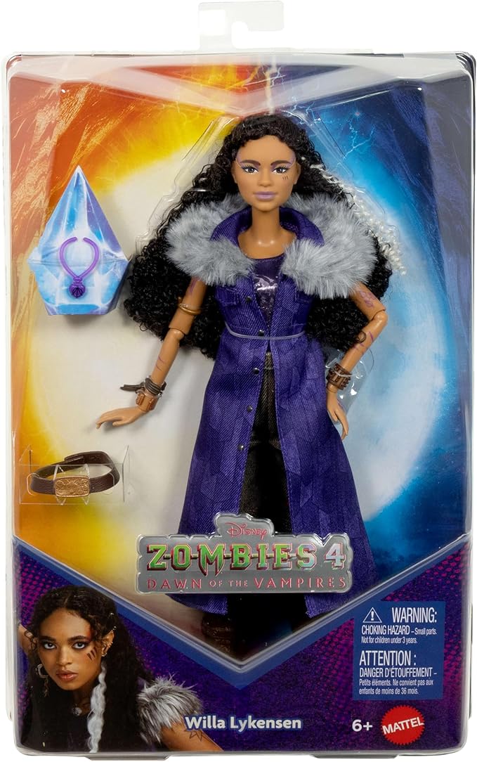 Mattel Disney Zombies 4: Dawn of The Vampires Willa Lykensen Fashion Doll with Removable Outfit & 7 Accessories, Inspired by The Movie
