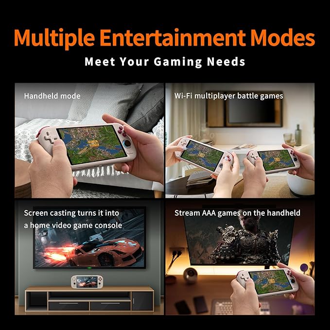 Mangmi Air X Game Console,5.5 Inch IPS LCD Android 14 System and 5000mAh Battery Video Games Consoles,with DDR4+64G eMMC and Wireless Networt Console Casual Game Console RGB Joystick/6-Axis(White)