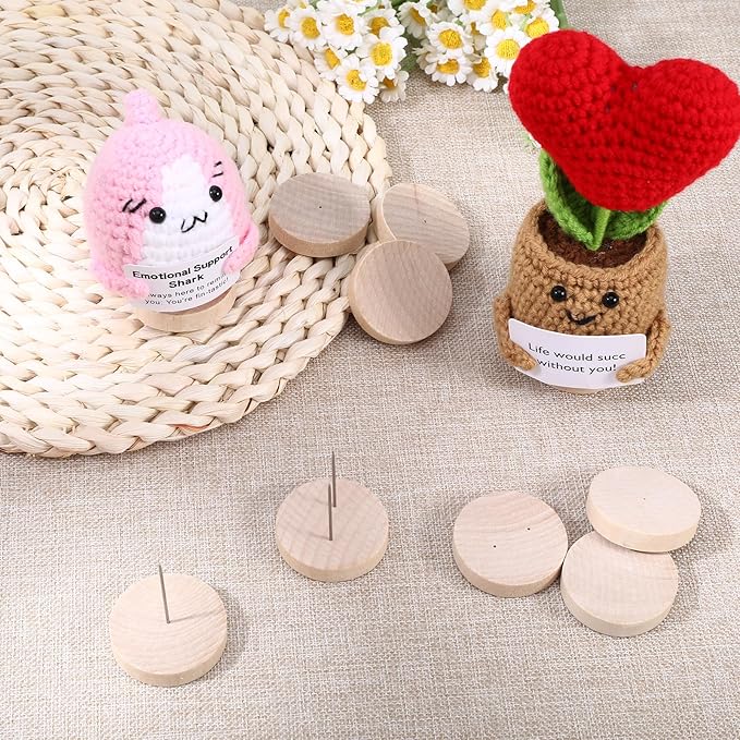 12 Pcs Single Steel Needle Crochet Doll Stand, Wooden Knitted Doll Holder for Displaying Mini Crochet Toys, Perfect Base for Emotional Support Toy, Action Figures, Collectibles