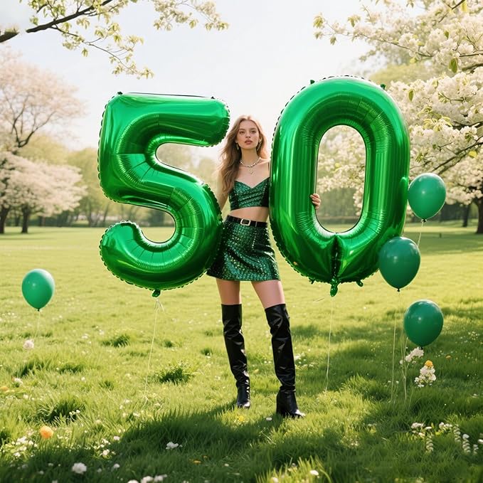 40 Inch Balloon 5 Number Balloons,Giant Number 5 Balloons Foil Mylar Helium Green Number Balloons for 15th 25th 35th 50th Birthday Party Supplies Anniversary Event Celebration Decorations