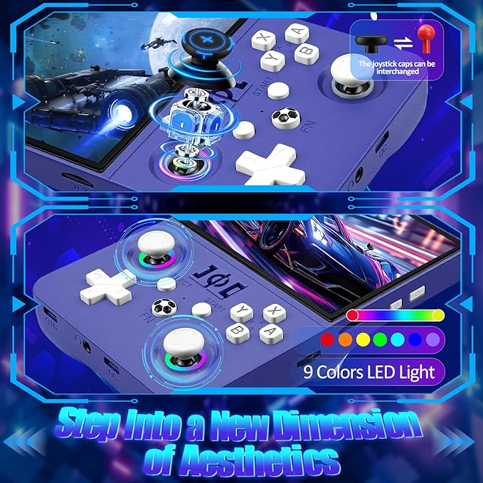 R36MAX2 Retro Gaming Console, 4.5 Inch 4K HD IPS Screen Retro Video Game Console, Handheld Game Console Preloaded 30+ Emulator Games, Linux System, Portable Video Console for Adult