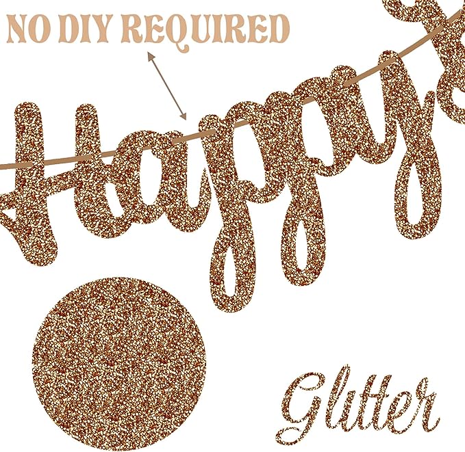Brown Glitter Highland Cow Birthday Banner - Cattle Themed Party Decorations for Baby Shower Supplies