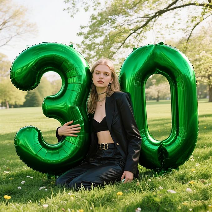 40 Inch Green 3 Number Balloons 3 Foil Mylar Jumbo Giant Big Large 31 Balloons Number 13th 31st Birthday Party Anniversary Decorations Supplies for Girl Women Balloon