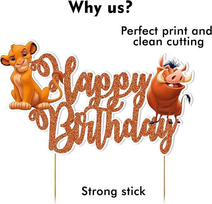 The Lion Kng Happy Birthday Cake Topper – Jungle Safari Theme Birthday Decoration – Fun and Colorful Cake Accessory for Adults – Perfect Party Supplies for Boys and Girls The Lion Kng Birthday Party