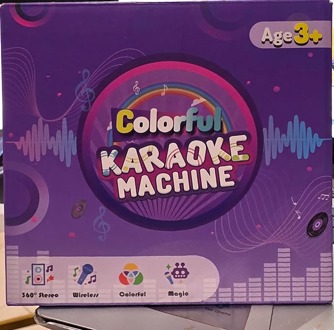 Colorful Karaoke Machine, Wireless Kids Karaoke System with 360 Stereo Sound, Age 3+