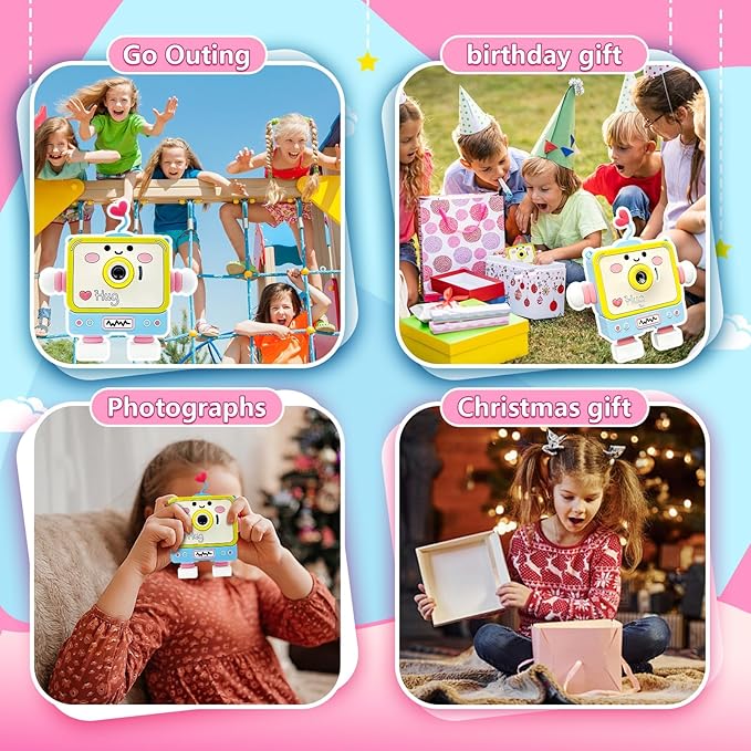 Kids Camera for 3-12 Year Old Children, 2 Inch Screen Kids Camera Toy 1080P Video Camcorder with Cartoon Robot Soft Silicone Cover Ideal Gift for Kids, 32G FT Card Included