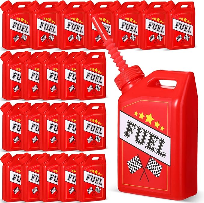 Mifoci 24 Pack Race Car Fuel Can Cups Set 11 oz Fuel Can Drinking Cups with Straw Racing Theme Birthday Party Favor for Kids Racing Car Theme Birthday Party Baby Shower Supplies