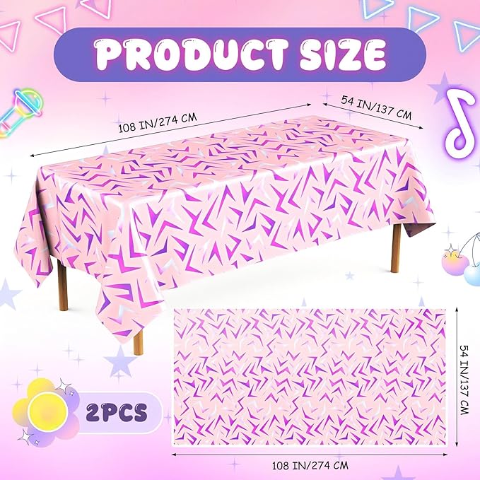 4 Pcs Birthday Party Decorations Plastic Cute Birthday Tablecloth 108 x 54 Inches Disposable Rectangle Tablecover for Boys Girls Kids Baby Shower Party Supplies (Kpop Themed)