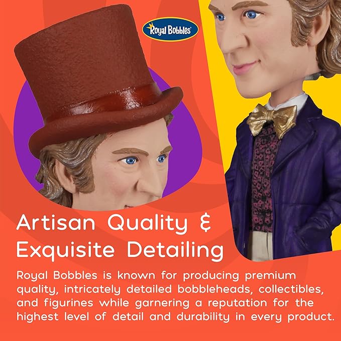 Royal Bobbles Willy Wonka & The Chocolate Factory – 8.9 Inches Tall – Collectible Bobblehead Statue