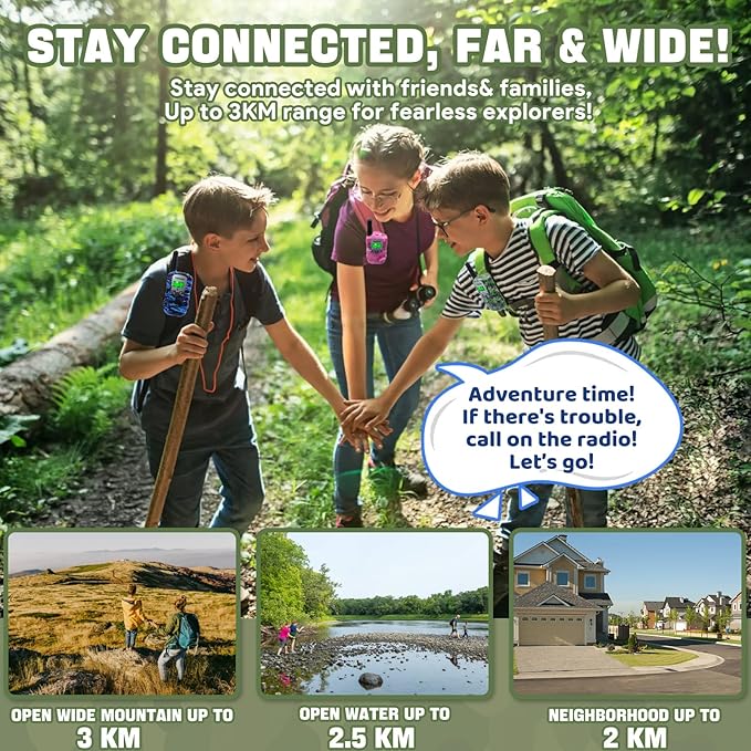 Vvinca Walkie Talkies for Kids 5 Pack - Toys for Boys Girls Age 3-12， Including Dinosaur Walkie Talkies 2 Pack, Rechargeable Walkie Talkie 3 Pack, Kids Toys for Christmas、Birthday Gifts for Toddlers