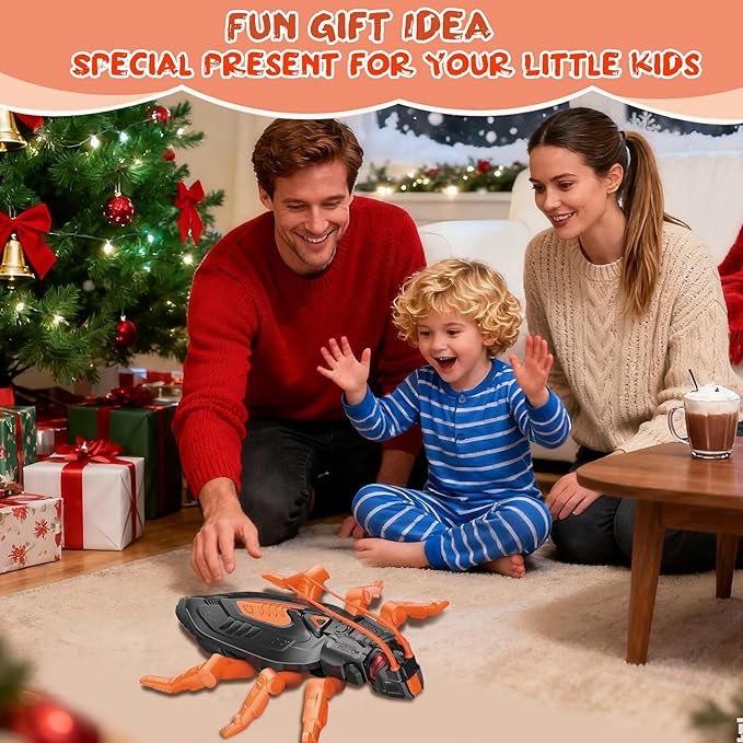 Wall Crawler Cockroach RC Toy, Creepy Crawly Remote Control Robot for Kids, Climbs Walls, STEM Toys Halloween Birthday Gift for Boys Girls Ages 6-12 with LED Eyes