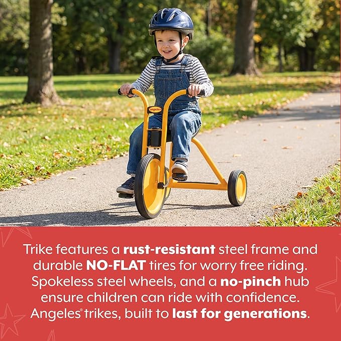 Angeles MyRider Kids Tricycle, Toddler Tricycle with Solid Airless Rubber Tires, Kids Bike for Preschools and Daycare, Ages 4+, 16" Tall Seat