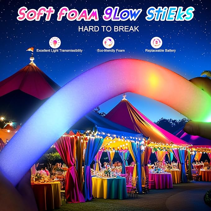 68 Pcs LED Foam Glow Sticks Bulk,Glow in The Dark Party Supplies，Foam Light Up Sticks 3 Modes of Color Flashing for Birthday,Wedding,Raves,Carnival,Halloween Christmas,New Year,Concert