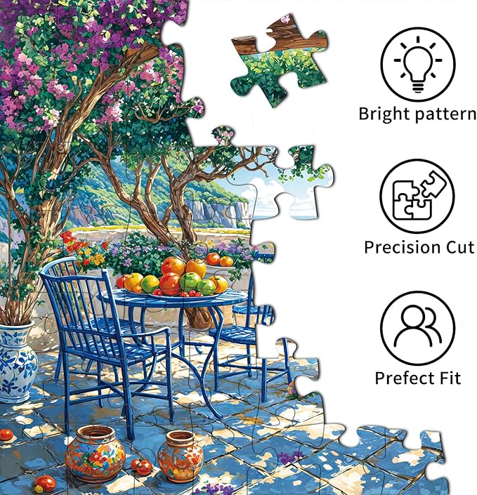Jigsaw Puzzles for Adults 1000 Pieces, Interlock Perfectly Letter on Back No Dust, Home Decor Birthday Party Gift Toy for Men Women Elders Seniors, 1:1 Poster-Summer Coast