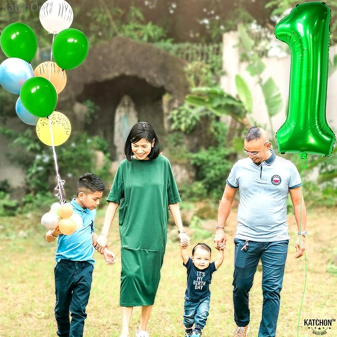 KatchOn, Green 1 Balloon Number for First Birthday - 40 Inch | Number One Balloons For Wild One Birthday | 1 Balloons for 1st Party Decorations | Green 1 Balloon For Happy Anniversary Decorations