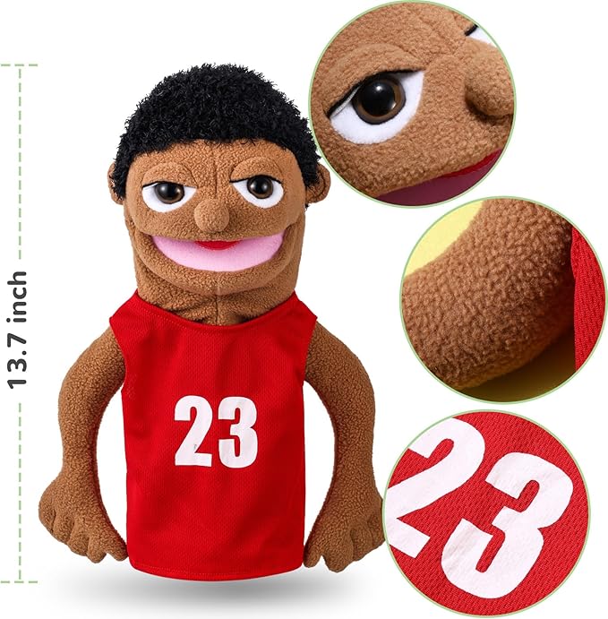 Role Play Hand Puppets Hand Plush Chef Doctor Fireman Pirate Detective Athlete Nurse Worker Hand Puppet Toys Puppets for Kids Storytelling Imaginative Pretend Play Teaching Preschool(Athlete)