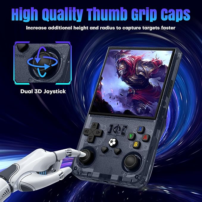 R36MAX Retro Handheld Game Console, 64GB Retro Gaming Console with 4.0 Inch Screen, Portable Video Game Consoles with 4000mAh Battery and Multiple Emulators, Open Linux System (Transparent Gray)