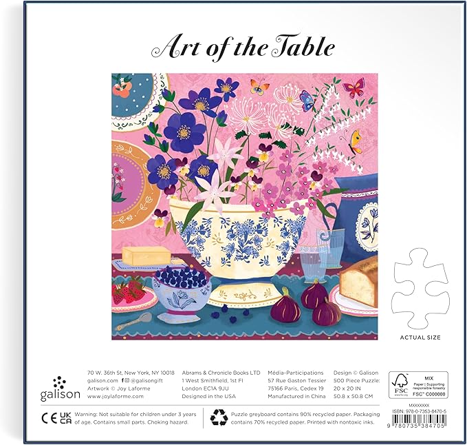 Galison Art of The Table – 500 Piece Joy Laforme Jigsaw Puzzle Featuring Beautiful Artwork of Figs and Violets in A Still Life Setting