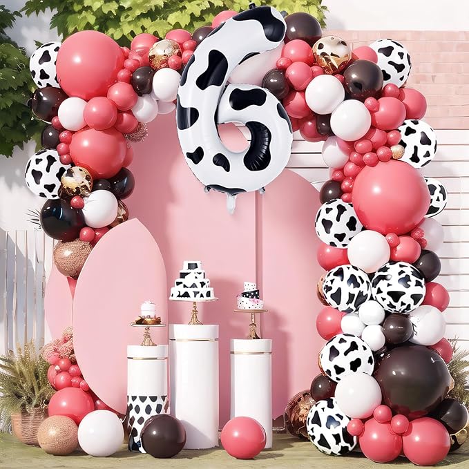 Cow Print Number 6 Balloon, Large 40 Inch Cow Number Birthday Balloons, Foil Mylar Number 6 Balloons for 6 Year Old Birthday Party Decorations Supplies Animal Farm Cowboy Cowgirl Themed Party