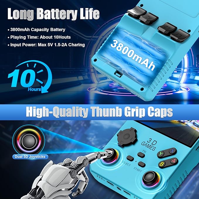 2026 V40MAX Upgraded Retro Handheld Game Console, Built in 40,000+Classic Games, 40+Simulators, Linux System, 4.0-inch 4K HD IPS Screen Video Player, 256GB, Portable Pocket Arcade Console (Sky Blue)