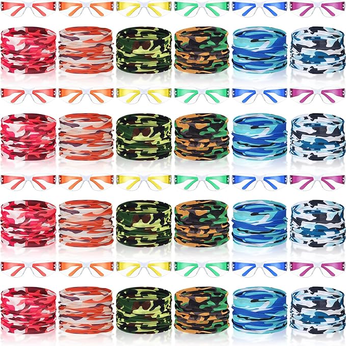 Xtinmee 48 Pcs Gun Party Supplies for Boy and Girls Includes Safety Glasses and Face Mask for Children Birthday Party Favors Teams Accessories(Multicolor)