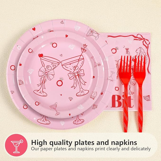 Margarita Bachelorette Party Decorations 96Pcs Drunk In Love Plates and Napkins A Bride In A Tini Bit Plates Pink Martini Themed Disposable Tableware for Girls Bachelorette Party Decorations