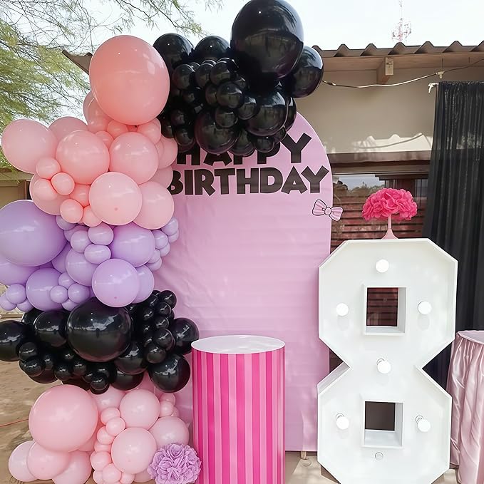 Halloween Balloons, 60pcs 12 Inch Black Pink Purple Latex Balloons for Girls Women Halloween Wedding Bride Baby Shower Engagement Bachelorette Spooky Witch Themed Birthday Party Decorations Supplie