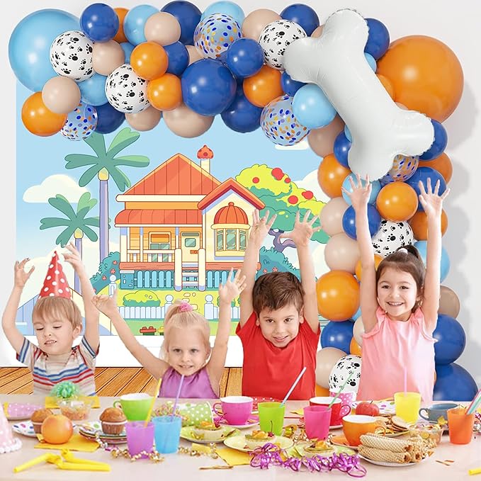 Birthday Party Supplies, Blue Party Decorations Banner and Backdrop for Kid, Boys and Girls Happy Birthday Backdrop
