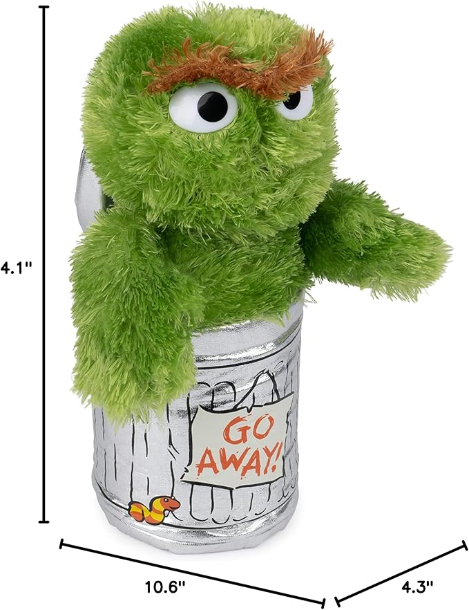 GUND Sesame Street Official Oscar The Grouch Muppet Plush, Premium Plush Toy for Ages 1 & Up, Green/Silver, 10”