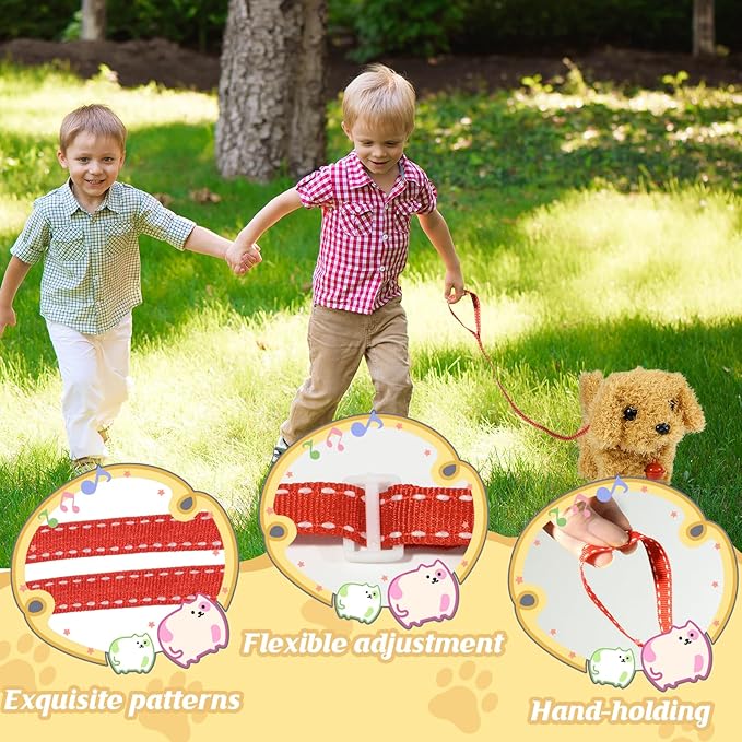 Plush Toys Walking Dog Toys that Can Walk, Bark and Wag Tail,Interactive Electronic Pet Toys Puppy with Leash,Easter Christmas Birthday Gift for Toddlers Kids