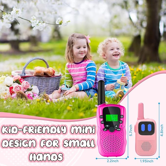 Kids Walkie Talkies 2 Pack Girls Toys Age 6-8,Walkie Talkie 1000FT Range 2 Channels 2 Way Radio Gifts for 3-8 Year Old Girl for Outside Adventures,Camping, Hiking