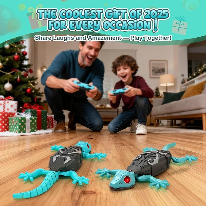 RC Wall Crawling Gecko, Remote Control Wall Climbing Lizard Robot Kids' Electronics Toys, Floor & Wall Crawling, Glowing Eyes, Low Noise, Rechargeable Boys Gifts for Kids 3 4 6 7 8+ Year Old