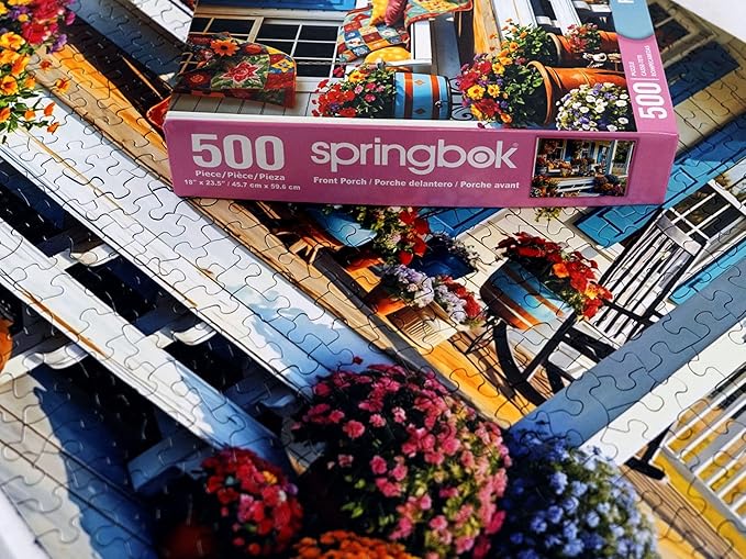 Springbok Front Porch 500 Piece Jigsaw Puzzle for Adults - Colorful and Nostalgic Scene - Unique Cut Pieces - Made in USA