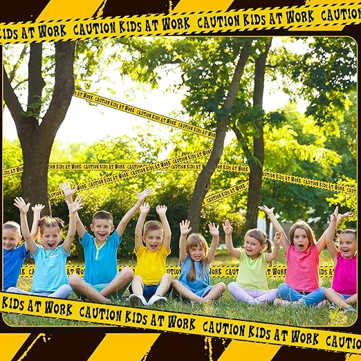 Nuanchu 2 Rolls 3'' x 98 Feet Kids at Work Construction Party Tape Decorations Caution Construction Birthday Party Supplies Favors for Kids Classroom Room Decor(No Stickiness)
