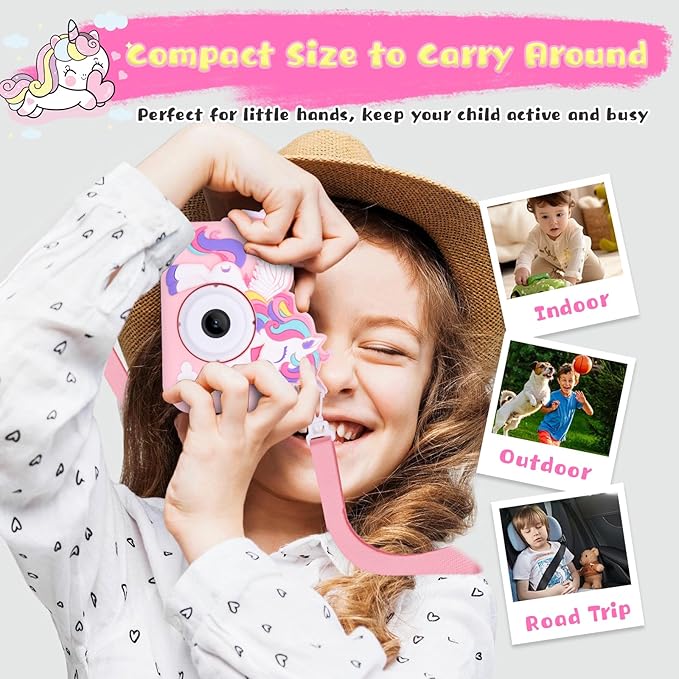 2-Pack Camera for Kids Girls Age 3-8, Toddler Kids Digital Camera Christmas Birthday Gifts for 3 4 5 6 7 8 Years Old Girl, Cute Selfie Video Camera