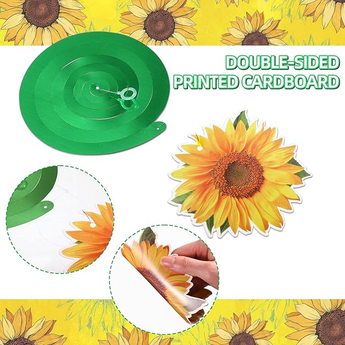 Spakon 30 Pieces Sunflower Hanging Swirls Decorations Sunflower Foil Swirls Ceiling Wall Decor for Themed Birthday Baby Shower Party Supplies
