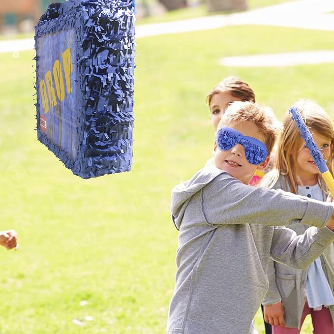 Drop Box Piñatas Boombox, Hand Made Mexico Fiesta Piñatas Boom Box for Birthday Parties, Carnival and Related Events, With Piñatas Stick and Blindfold (DROP BOX)