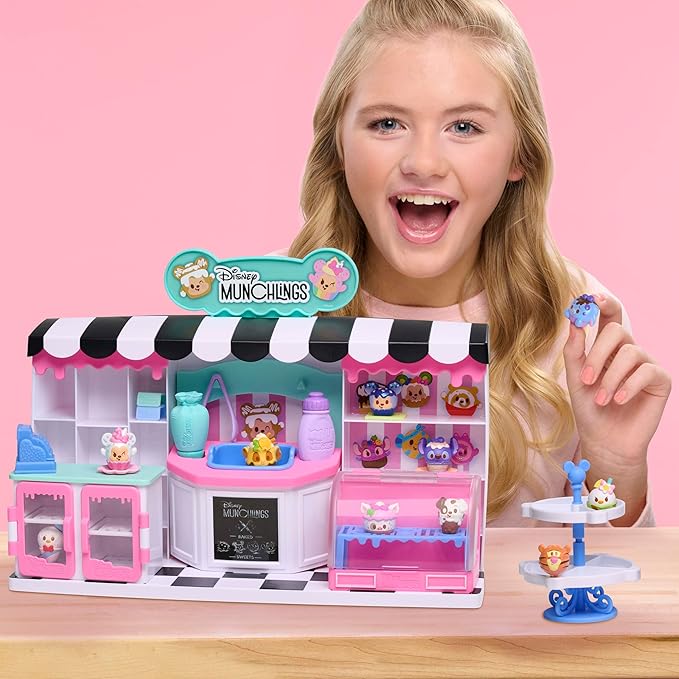 Disney Munchlings Mini Munch Bakery, 25-Piece Color Change Figure Playset, 1-inch Collectible Scented Figurines, Kids Toys for Ages 3 Up by Just Play
