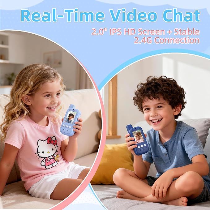 Video Walkie Talkies for Kids – 2 Pack Rechargeable Kids Walkie Talkies with HD Camera & Voice Changer, 2'' Screen Fun Intercom Toys for Boys Girls, Long Range Outdoor Play Camping Hiking Family Games
