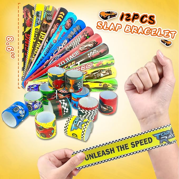 Race Car Party Favors 110Pcs Car Themed Birthday Party Supplies Set Include Wristbands Race Cars Keychains Bracelets Bags Tattoo Stickers Pinata Filler