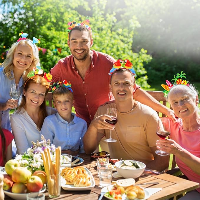 Capoda 16 Pcs Hawaiian Party Headband Felt Luau Head Boppers Tiki Aloha Boppers for Tropical Summer Beach Party Favors Supplies