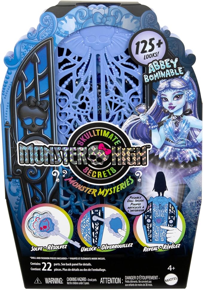 Monster High Skulltimate Secrets Doll & Accessories Set, Monster Mysteries Abbey Bominable with Dress-Up Closet & 19+ Surprises Including Clothes