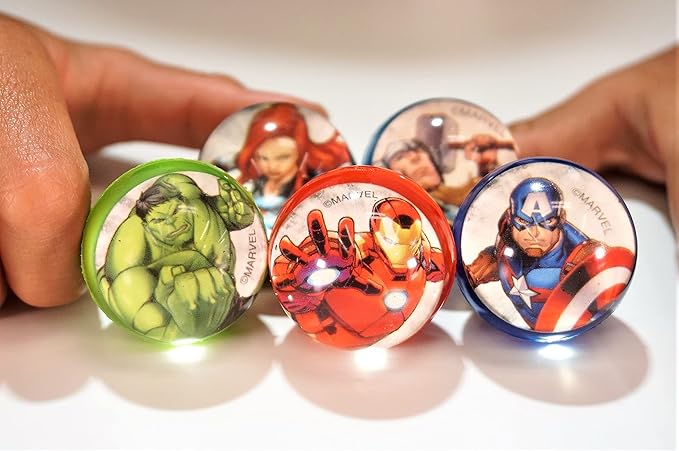 JA-RU Marvel Avengers Bouncy Superballs Super Hi Bounce 1.2" (1 Pack of 5 Balls) Hulk, Thor, Cap America & Friends Fidget Balls Small Toys for Kids Prize Giveaways Gift Birthday Supplies B-6805-1