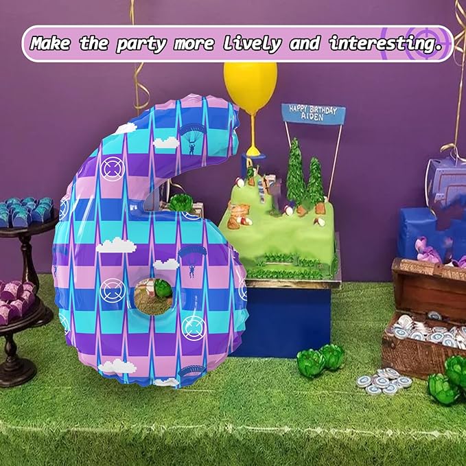 40 Inch Video Game Theme Number 6 Balloons Large Birthday Party Number Balloons Piñata Gaming for Kids Battle Boys Birthday Party Decoration Supplies